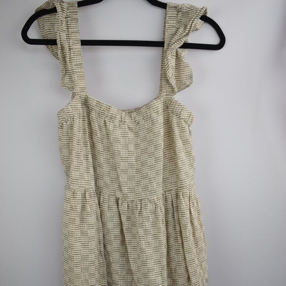 Madewell Marnay Flutter Sleeve Square Neck Mini Dress Striped Jacquard Pockets - Picture 1 of 7